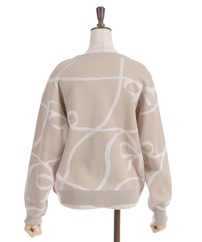 Ribbon Pattern Knit Pullover