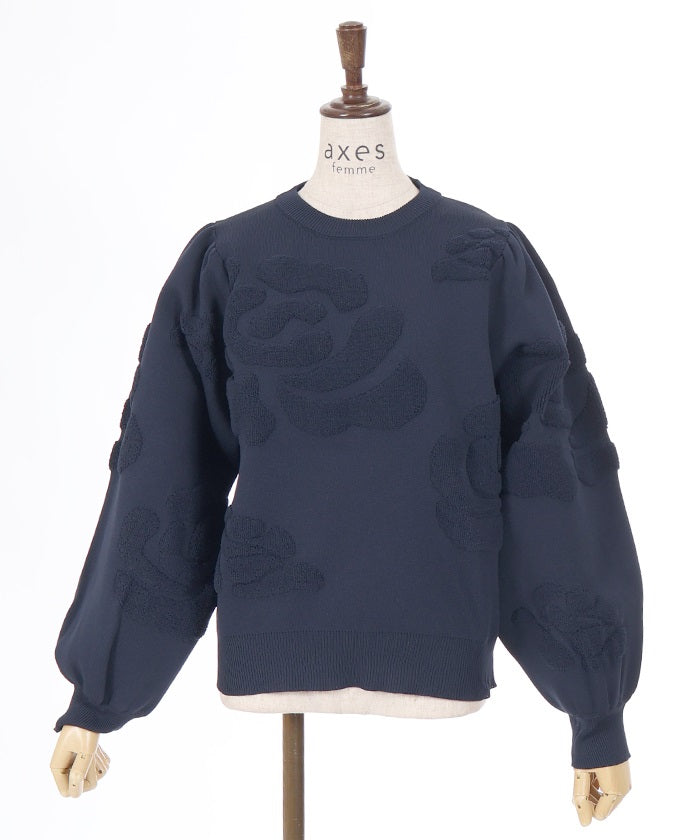 Rose Pattern Jacquard Pullover