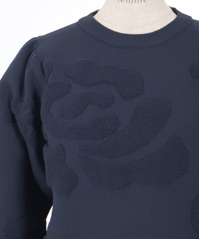 Rose Pattern Jacquard Pullover