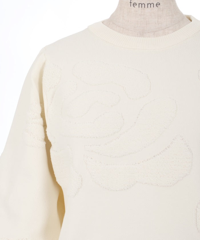 Rose Pattern Jacquard Pullover