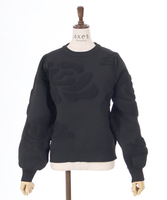 Rose Pattern Jacquard Pullover