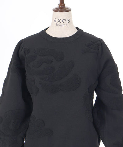 Rose Pattern Jacquard Pullover