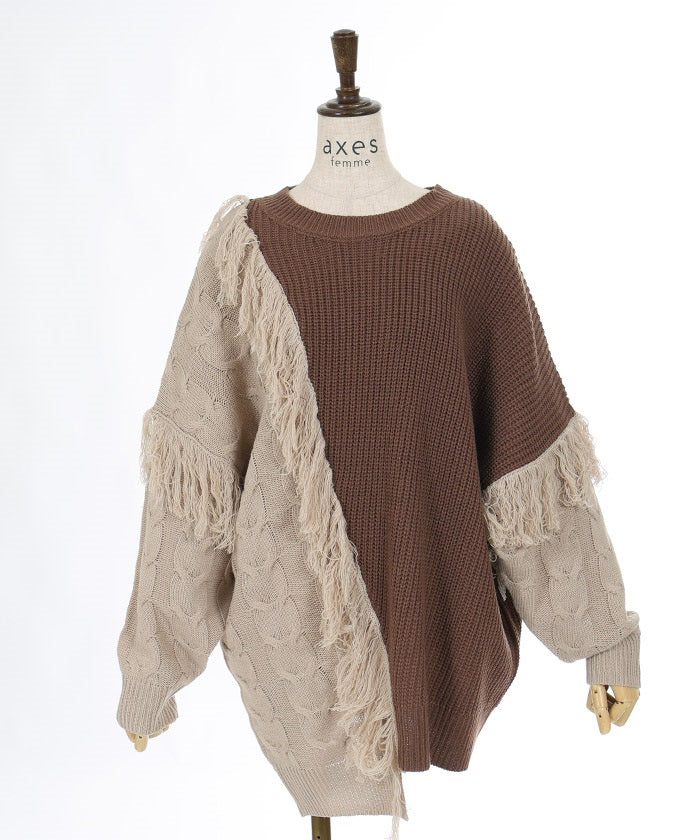 Bicolor & Fringe Knit