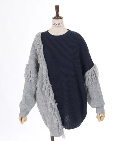 Bicolor & Fringe Knit