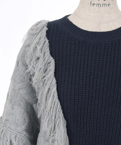 Bicolor & Fringe Knit