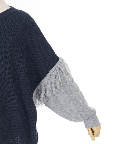 Bicolor & Fringe Knit