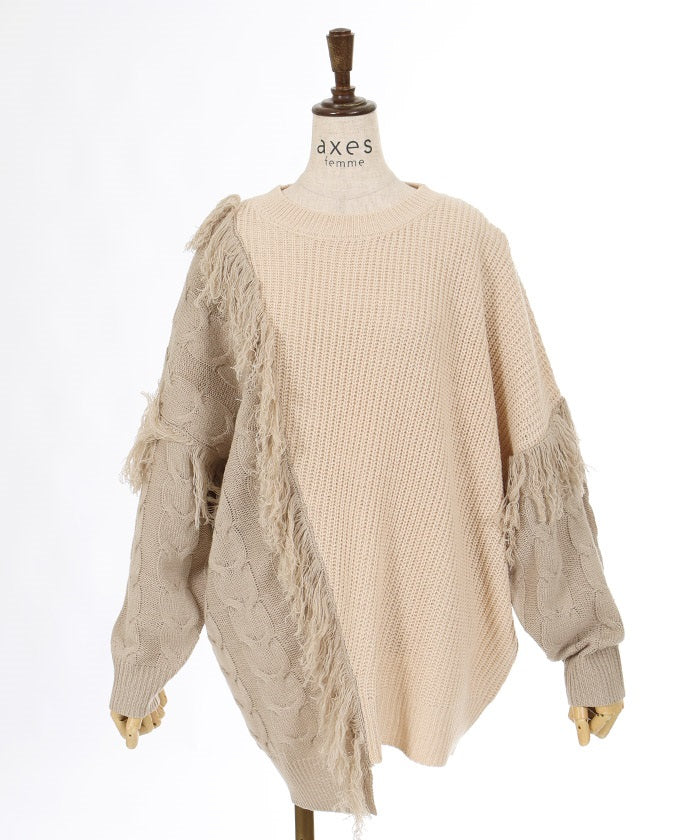 Bicolor & Fringe Knit