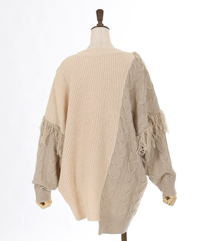 Bicolor & Fringe Knit