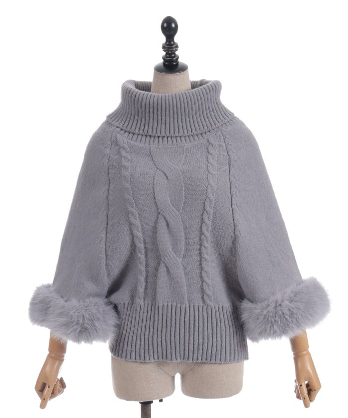 Sleeve Fur Poncho
