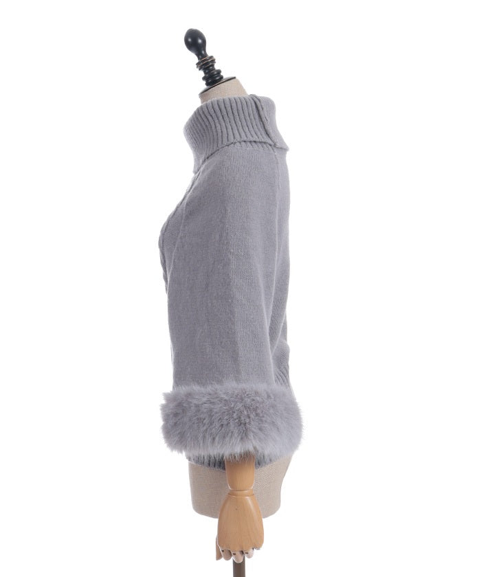 Sleeve Fur Poncho