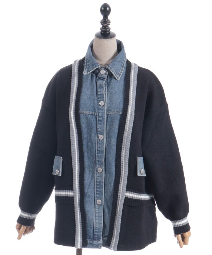 Denim Panel Cardigan