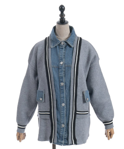 Denim Panel Cardigan