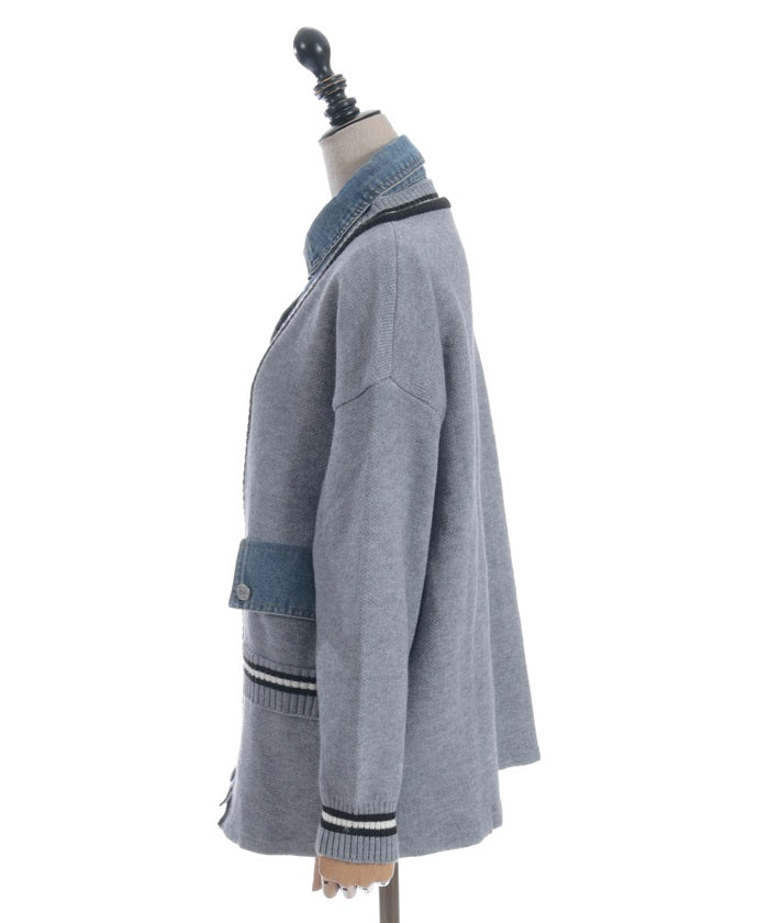 Denim Panel Cardigan