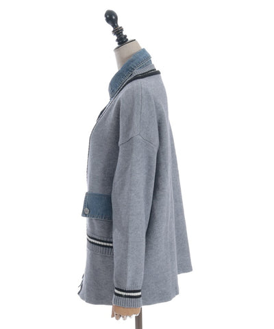 Denim Panel Cardigan