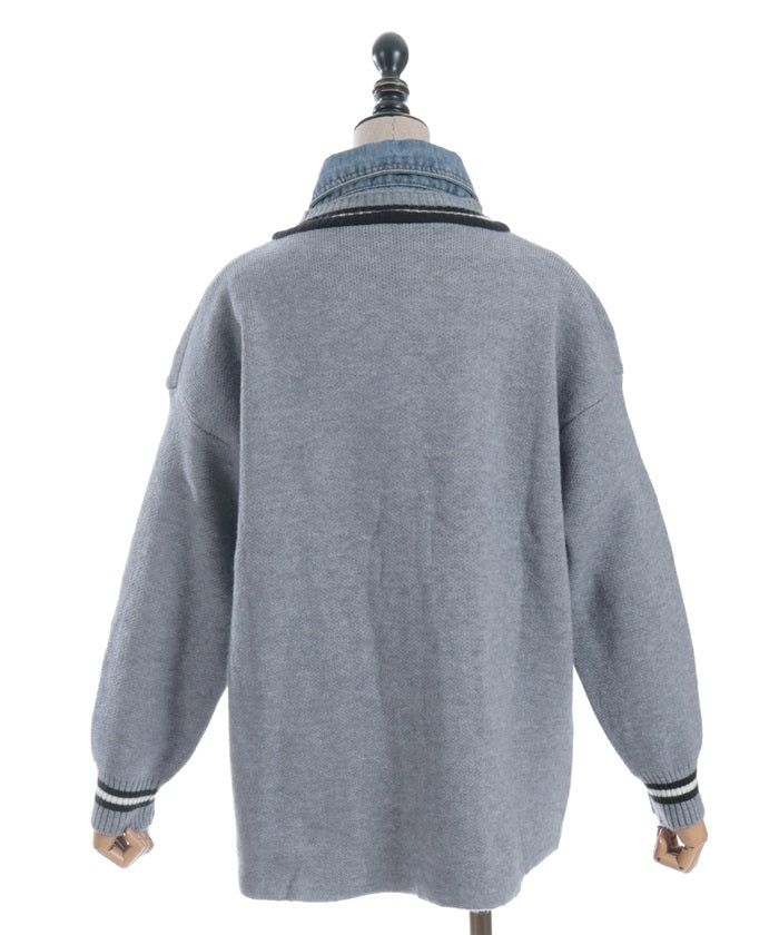 Denim Panel Cardigan