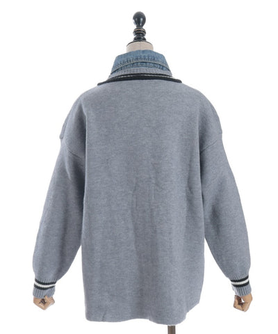 Denim Panel Cardigan