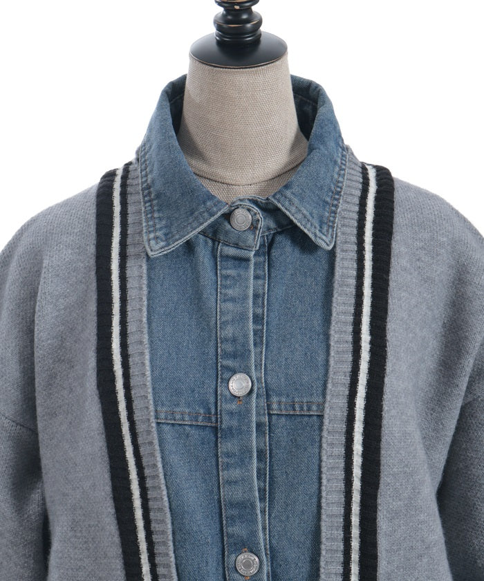 Denim Panel Cardigan