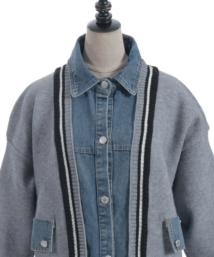 Denim Panel Cardigan