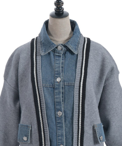 Denim Panel Cardigan