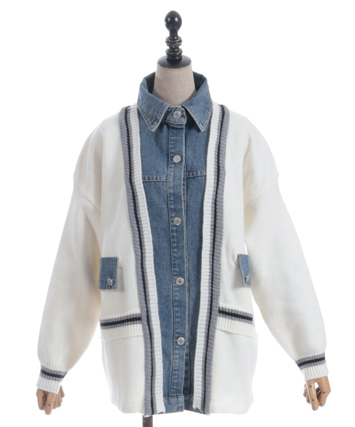 Denim Panel Cardigan