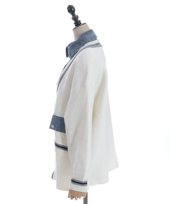 Denim Panel Cardigan