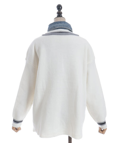 Denim Panel Cardigan