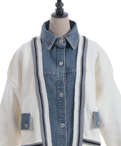 Denim Panel Cardigan