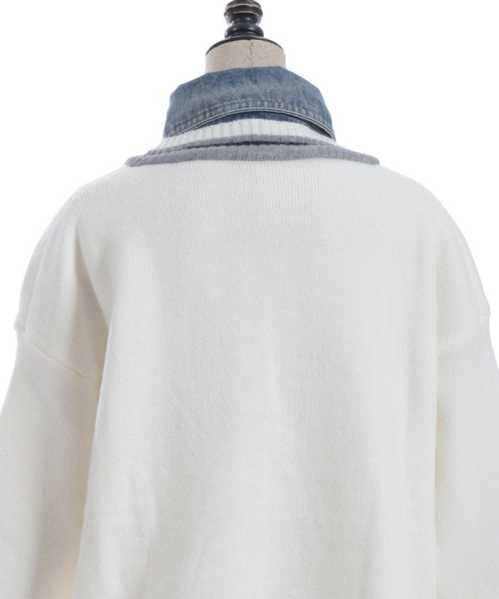 Denim Panel Cardigan