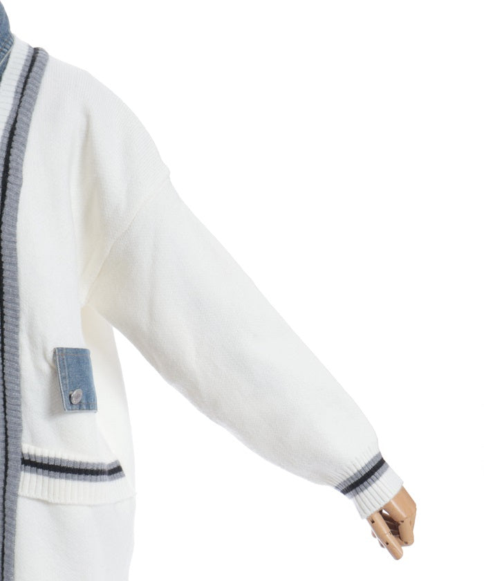 Denim Panel Cardigan