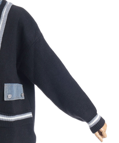 Denim Panel Cardigan