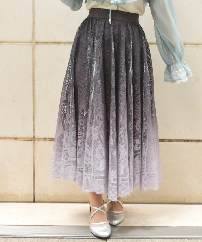 Gradation Lace Circular Skirt