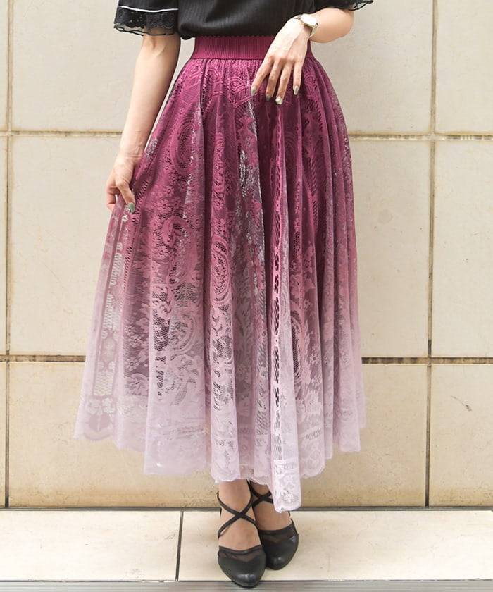 Gradation Lace Circular Skirt