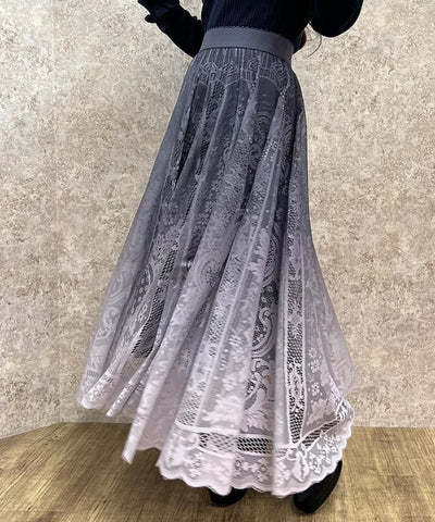 Gradation Lace Circular Skirt