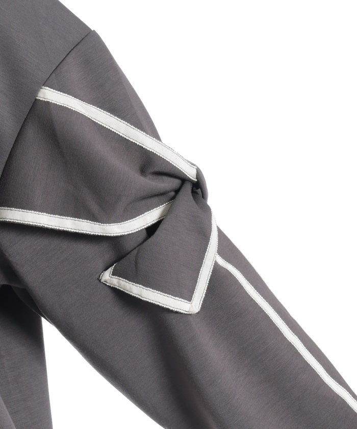 Sleeve Ribbon Cut-and-Sewn Pullover