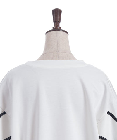 Sleeve Ribbon Cut-and-Sewn Pullover