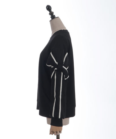 Sleeve Ribbon Cut-and-Sewn Pullover