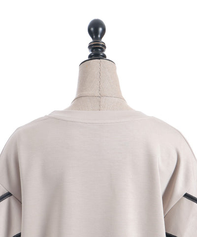 Sleeve Ribbon Cut-and-Sewn Pullover