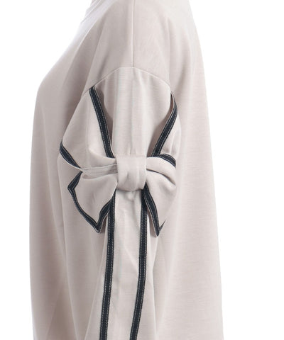 Sleeve Ribbon Cut-and-Sewn Pullover