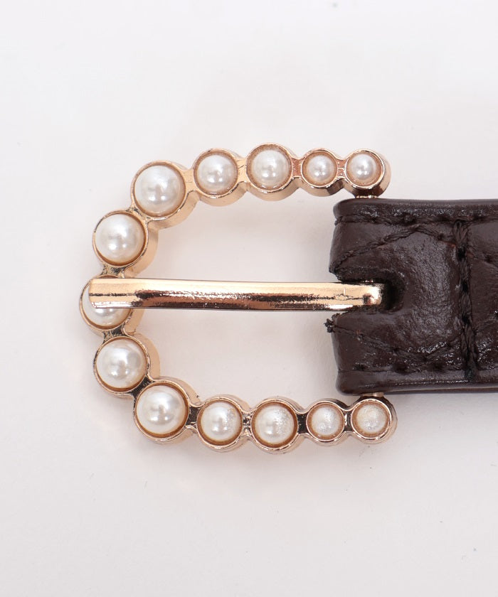 Pearl Buckle Thin Belt