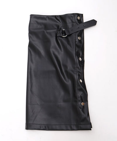 Side Button Faux Leather Leg Cover