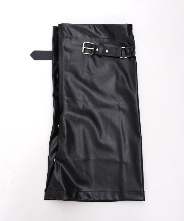 Side Button Faux Leather Leg Cover