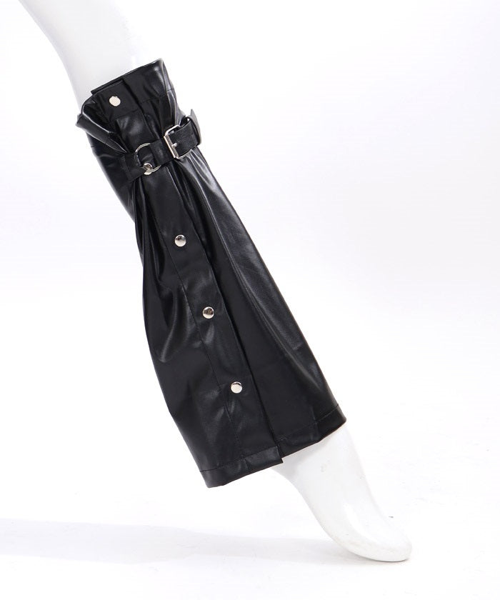 Side Button Faux Leather Leg Cover