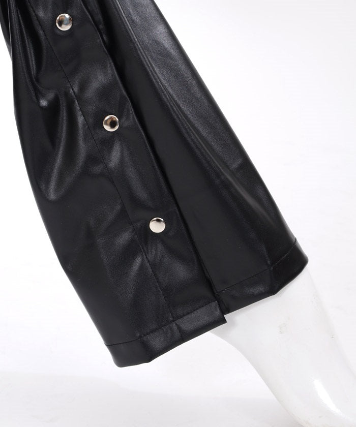 Side Button Faux Leather Leg Cover