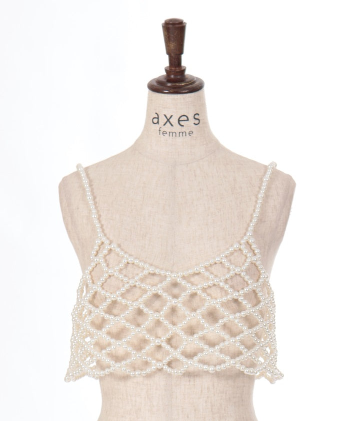 Diamond Knit Pearl Bustier