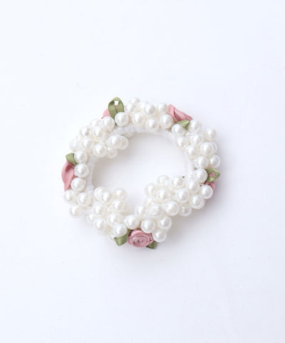 Ribbon Rose & Pearl Hair Elastics