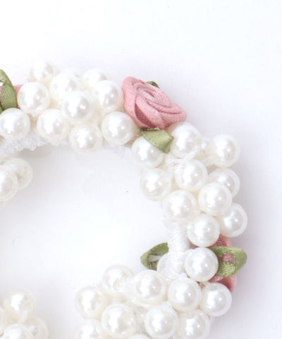 Ribbon Rose & Pearl Hair Elastics