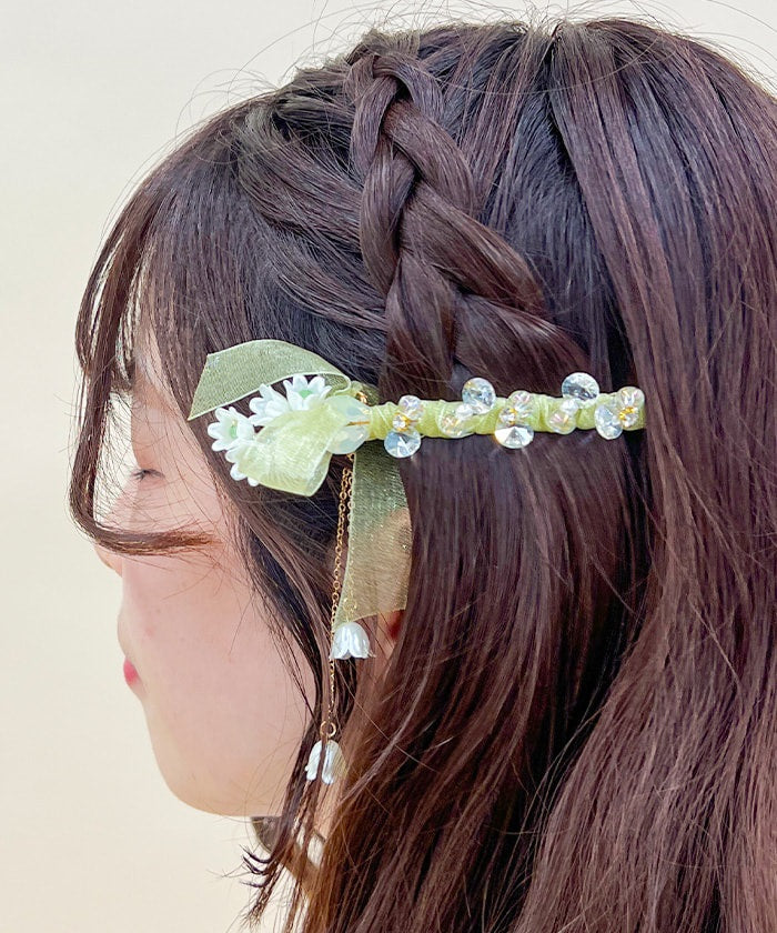 Lily of the Valley Ribbon Barrette Clip