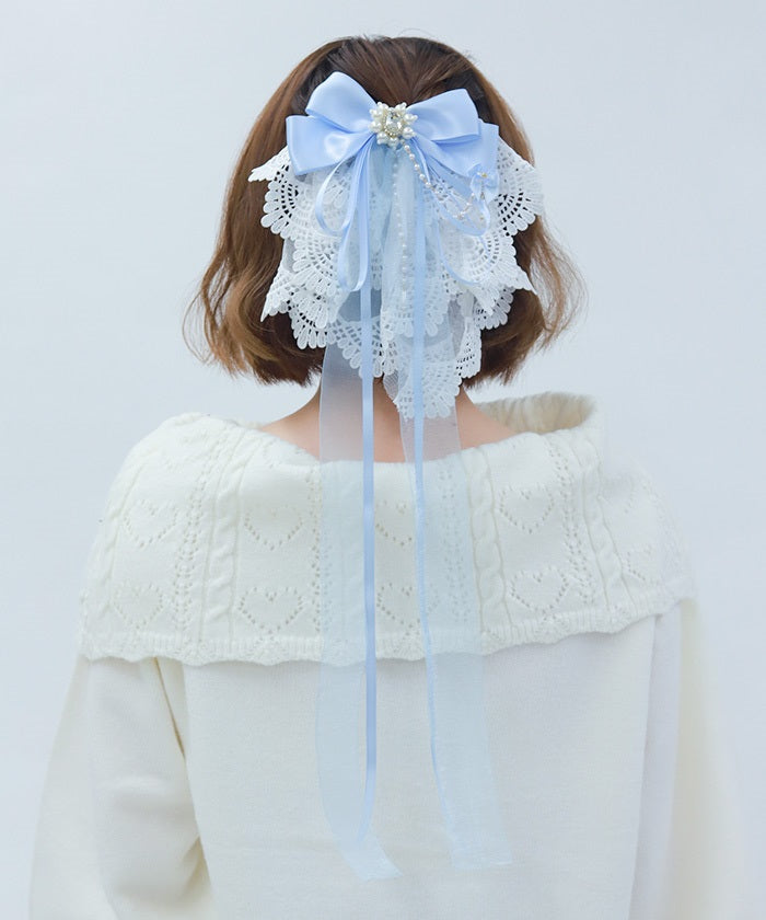 Lace Frill & Ribbon Barrette Clip – axes femme from JAPAN