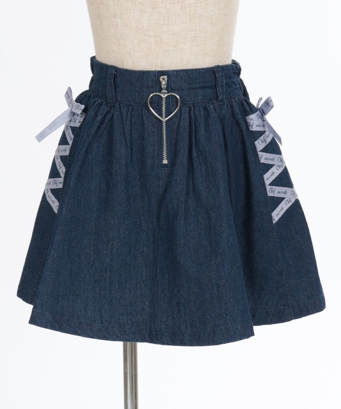 Lace-Up Denim Skort