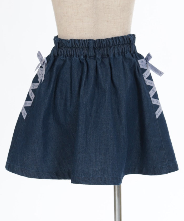 Lace-Up Denim Skort